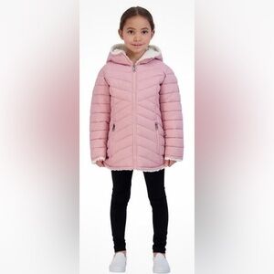 Steve Madden Light Pink and Cream Reversible Girl’s Puffer Coat Med 10-12